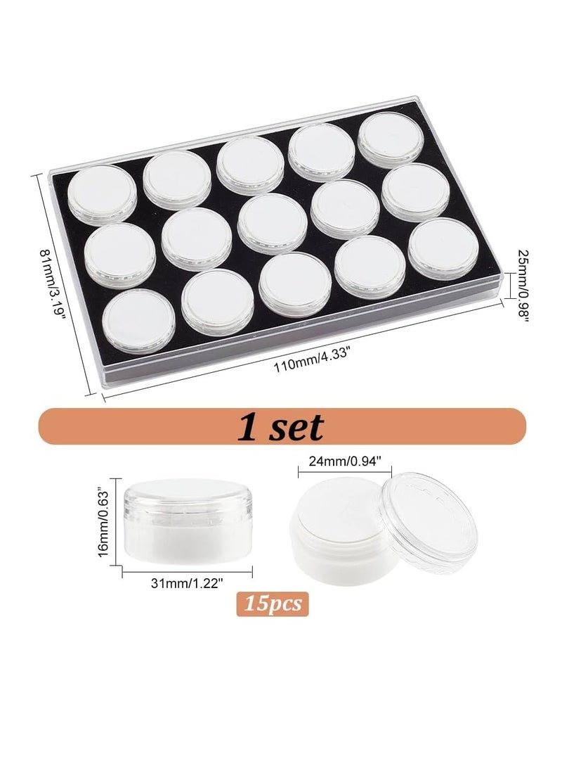 15pcs Diamond Storage Box Gem Display Case Gemstone Container Small Round Plastic Box Jewellery Organizer with Velvet for Collectibles Rhinestone Crystal Small Items