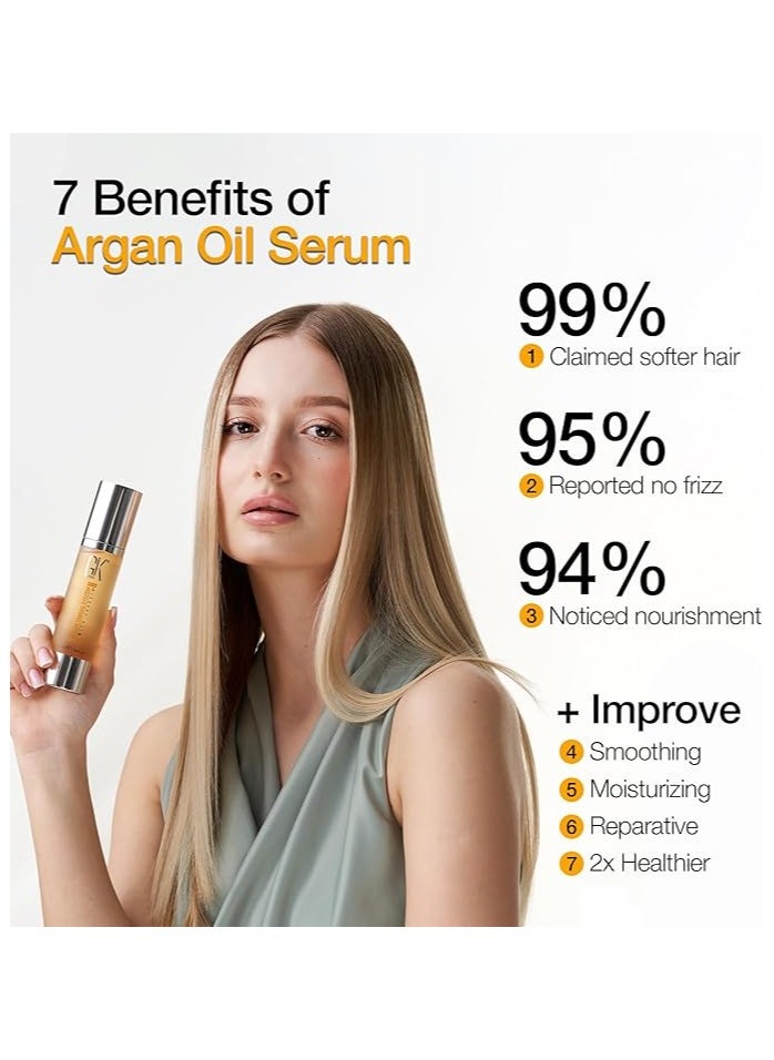 Smoothing Serum (1.69 Fl. Oz/50ml) Organic Argan Oil Hydrating Strength Shine Dry Damaged Repair Anti Frizz Moistures Nourishment Weightless Styling All Hair Types