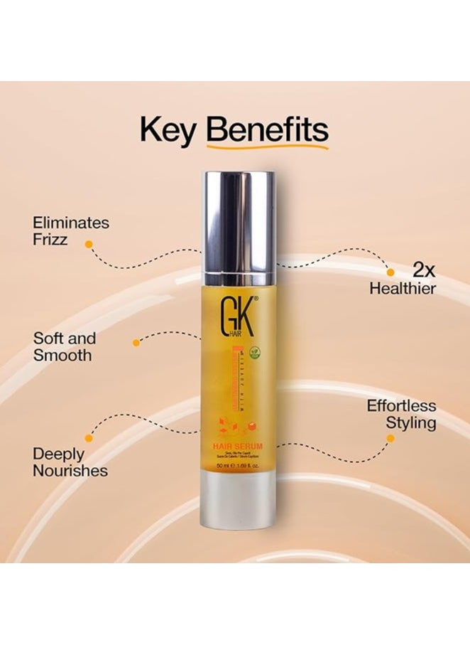 Smoothing Serum (1.69 Fl. Oz/50ml) Organic Argan Oil Hydrating Strength Shine Dry Damaged Repair Anti Frizz Moistures Nourishment Weightless Styling All Hair Types