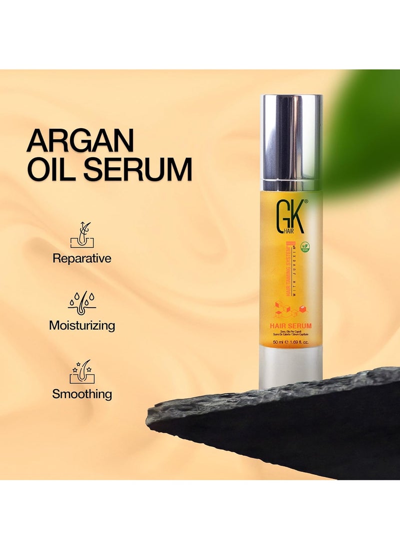 Smoothing Serum (1.69 Fl. Oz/50ml) Organic Argan Oil Hydrating Strength Shine Dry Damaged Repair Anti Frizz Moistures Nourishment Weightless Styling All Hair Types