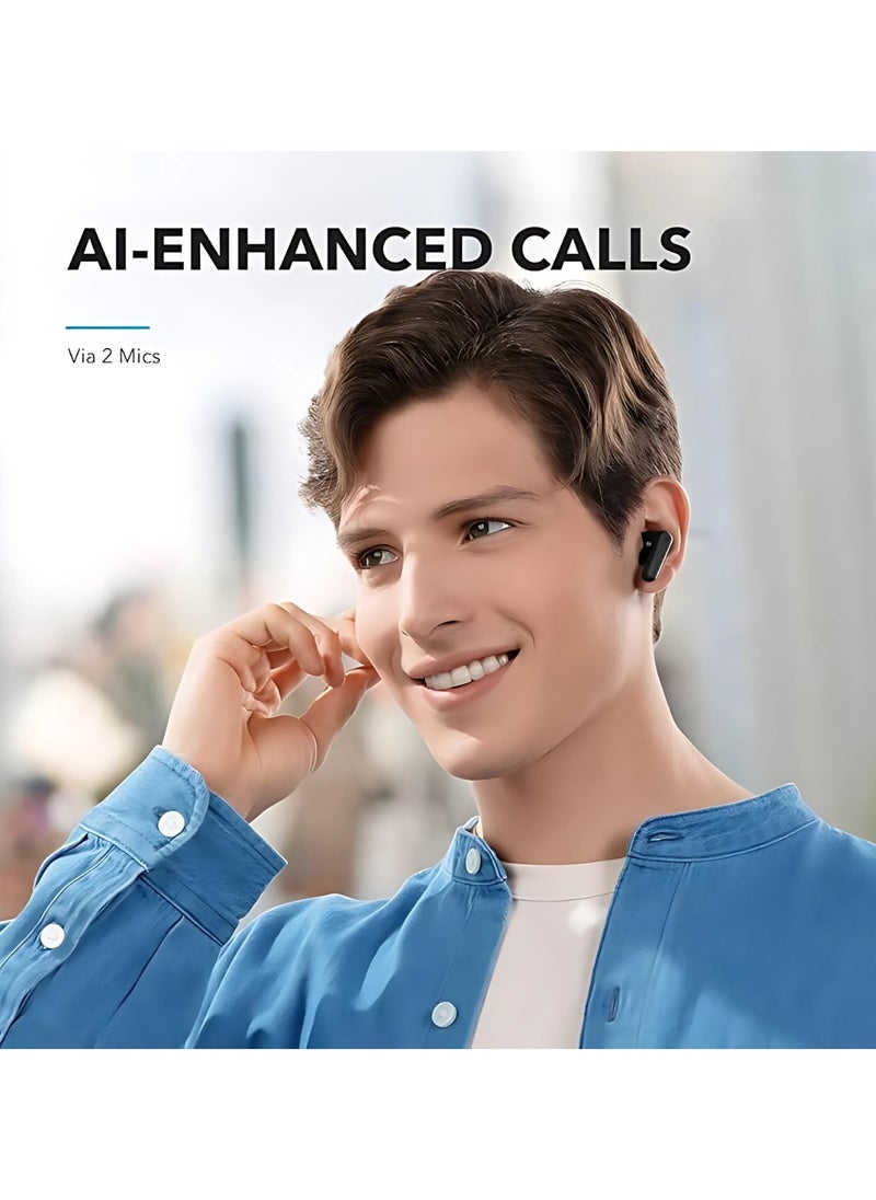 R50i True Wireless Earbuds 10mm Drivers with Big Bass, Bluetooth 5.3, 30H Playtime, IPX5-Water Resistant, AI Clear Calls with 2 Mics, 22 Preset EQs via App Black