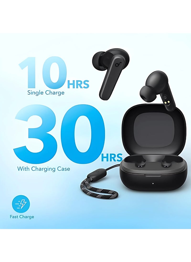 R50i True Wireless Earbuds 10mm Drivers with Big Bass, Bluetooth 5.3, 30H Playtime, IPX5-Water Resistant, AI Clear Calls with 2 Mics, 22 Preset EQs via App Black