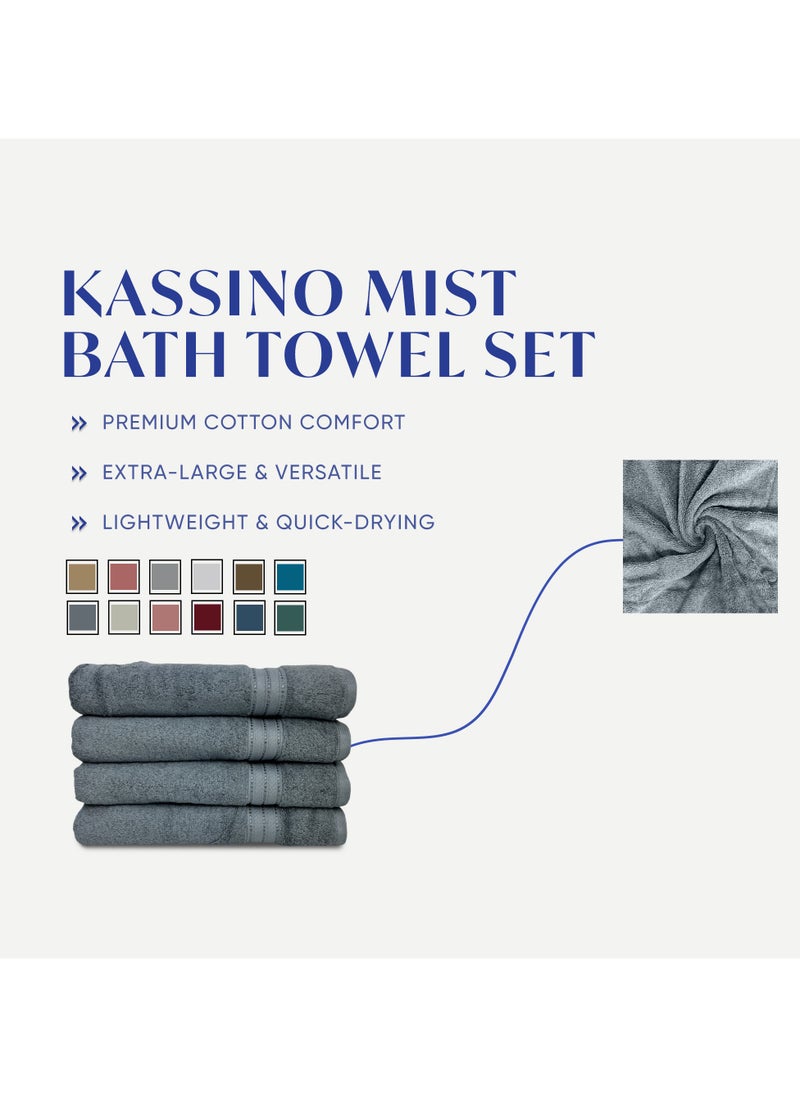 Kassino Premium Bath Towels Set - (4 Pack, 70x140 cm), 580 GSM Bath Towel,100% Combed Cotton, Soft & Quick-Dry Towels for Bathroom, Highly Absorbent, Double Stitched Hotel Quality Towels | Monument