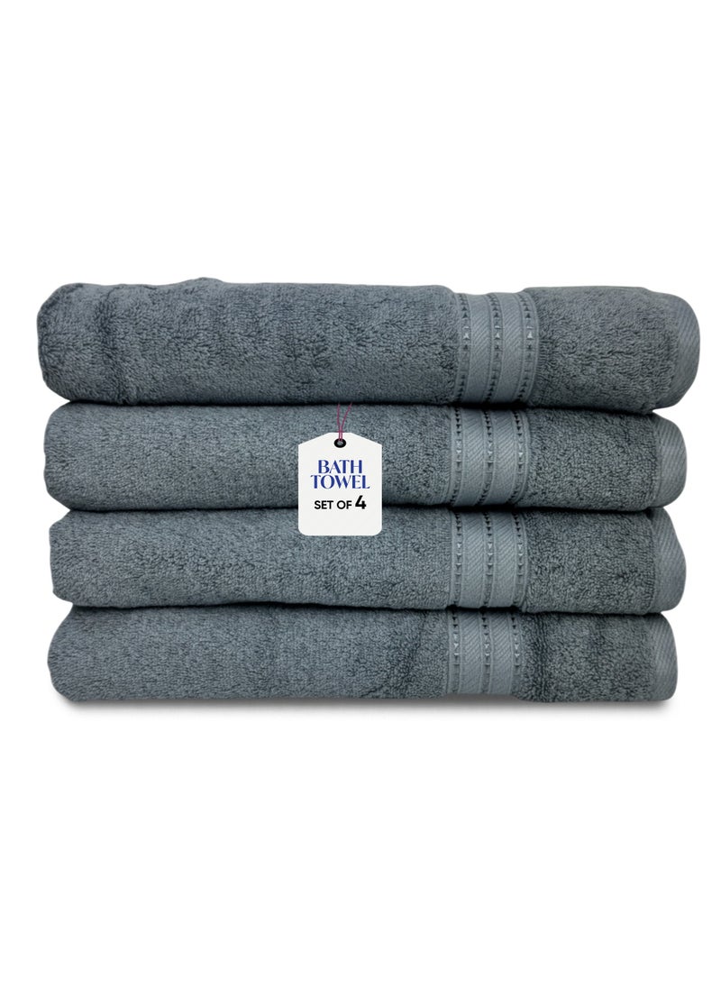 Kassino Premium Bath Towels Set - (4 Pack, 70x140 cm), 580 GSM Bath Towel,100% Combed Cotton, Soft & Quick-Dry Towels for Bathroom, Highly Absorbent, Double Stitched Hotel Quality Towels | Monument