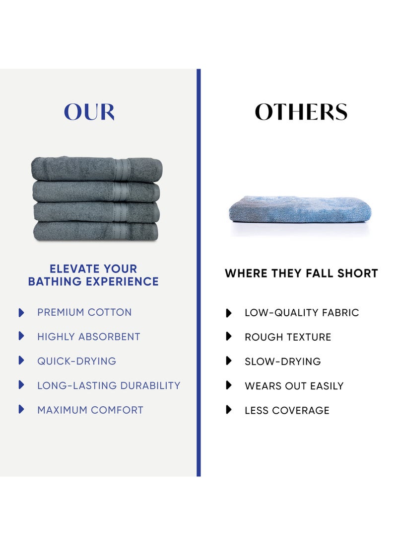 Kassino Premium Bath Towels Set - (4 Pack, 70x140 cm), 580 GSM Bath Towel,100% Combed Cotton, Soft & Quick-Dry Towels for Bathroom, Highly Absorbent, Double Stitched Hotel Quality Towels | Monument