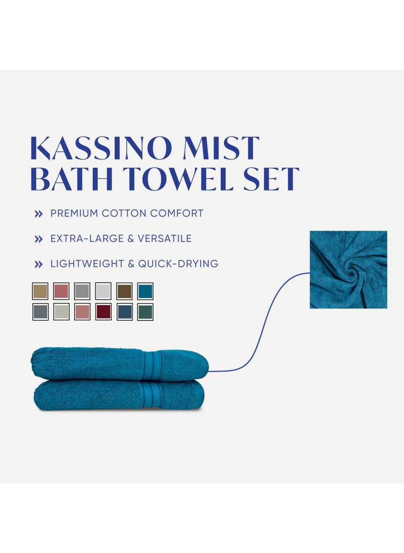 Kassino Premium Bath Towels Set - (2 Pack, 70x140 cm), 580 GSM Bath Towel,100% Combed Cotton, Soft & Quick-Dry Towels for Bathroom, Highly Absorbent, Double Stitched Hotel Quality Towels | Petrol