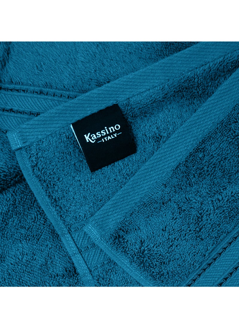 Kassino Premium Bath Towels Set - (4 Pack, 70x140 cm), 580 GSM Bath Towel,100% Combed Cotton, Soft & Quick-Dry Towels for Bathroom, Highly Absorbent, Double Stitched Hotel Quality Towels | Petrol