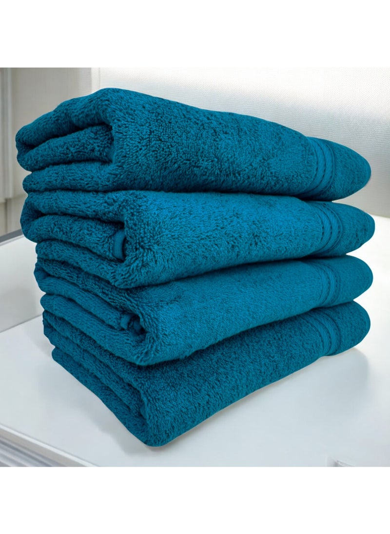Kassino Premium Bath Towels Set - (4 Pack, 70x140 cm), 580 GSM Bath Towel,100% Combed Cotton, Soft & Quick-Dry Towels for Bathroom, Highly Absorbent, Double Stitched Hotel Quality Towels | Petrol