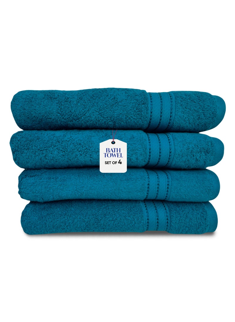 Kassino Premium Bath Towels Set - (4 Pack, 70x140 cm), 580 GSM Bath Towel,100% Combed Cotton, Soft & Quick-Dry Towels for Bathroom, Highly Absorbent, Double Stitched Hotel Quality Towels | Petrol