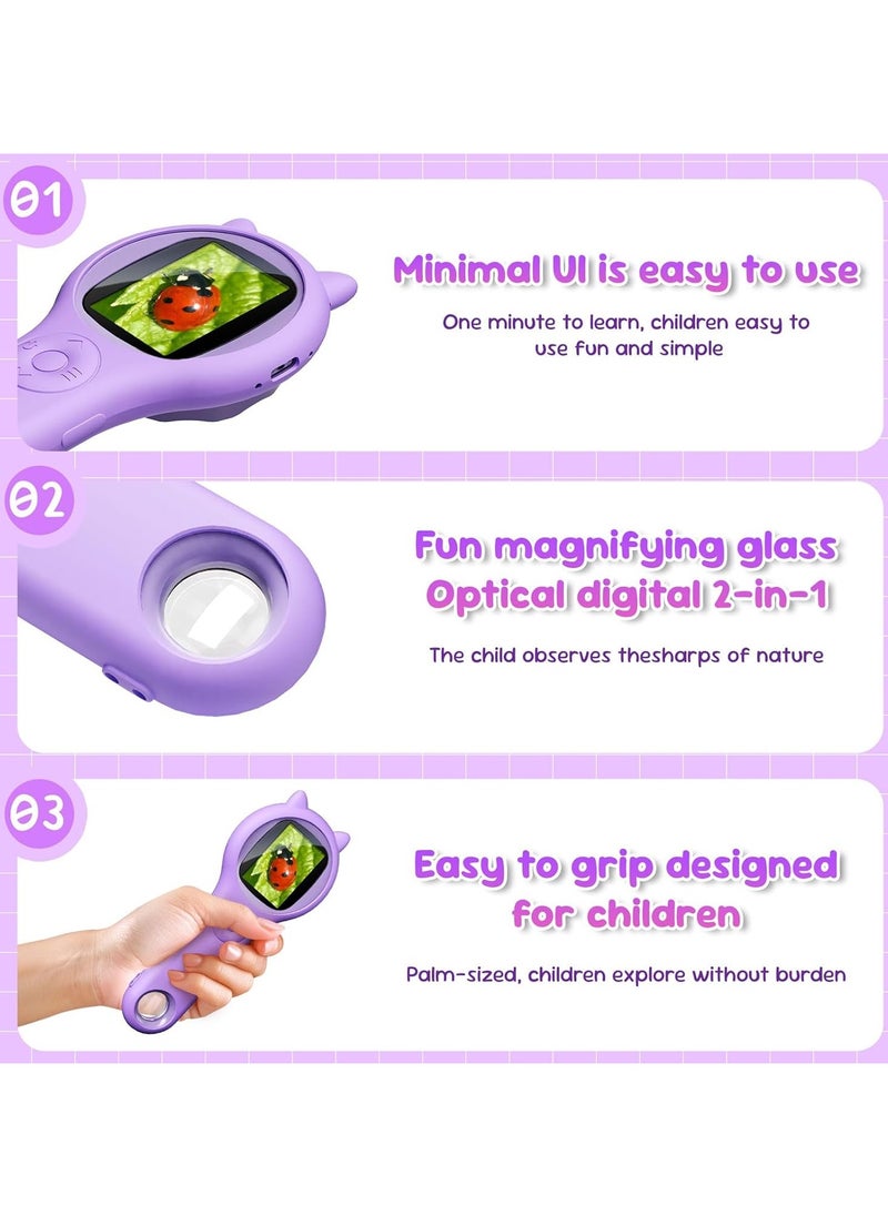 Microscope for Kids Educational Toys Mini Pocket Handheld Digital Microscope for Toddlers Science Kit for Kids Birthday Gifts Toys for Girls Boys 3 4 5 6 7 8 9 10 Year Old(Purple)