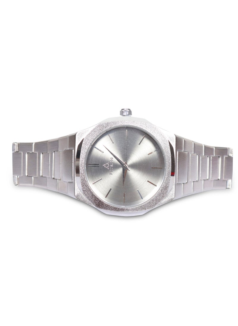 Men's Silver Wrist Watch with Grey Dial