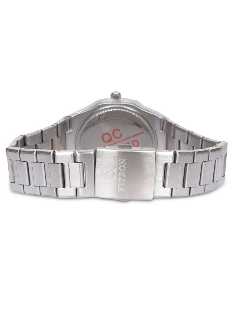 Men's Silver Wrist Watch with Grey Dial