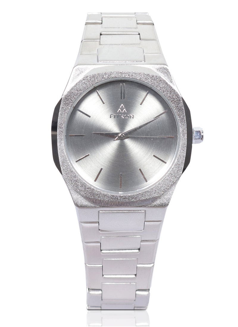 Men's Silver Wrist Watch with Grey Dial