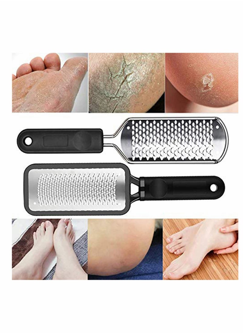 Pedicure Foot File Professional Pedicure Stainless Steel Colossal foot Rasp, Foot Scrubber Foot Care, Dead Skin Remover for Feet, Professional Pedicure Tools Washable and Reusable, 2Pcs