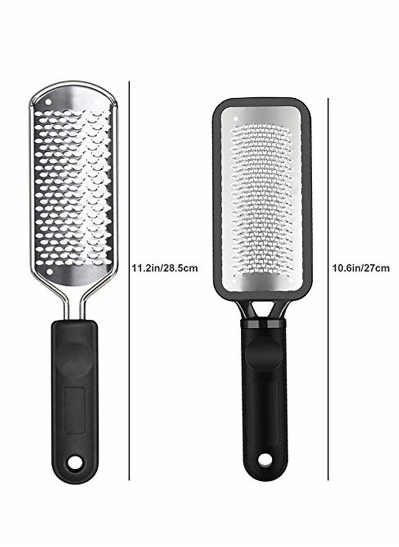 Pedicure Foot File Professional Pedicure Stainless Steel Colossal foot Rasp, Foot Scrubber Foot Care, Dead Skin Remover for Feet, Professional Pedicure Tools Washable and Reusable, 2Pcs