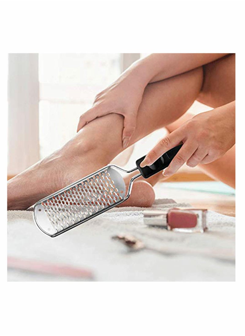 Pedicure Foot File Professional Pedicure Stainless Steel Colossal foot Rasp, Foot Scrubber Foot Care, Dead Skin Remover for Feet, Professional Pedicure Tools Washable and Reusable, 2Pcs