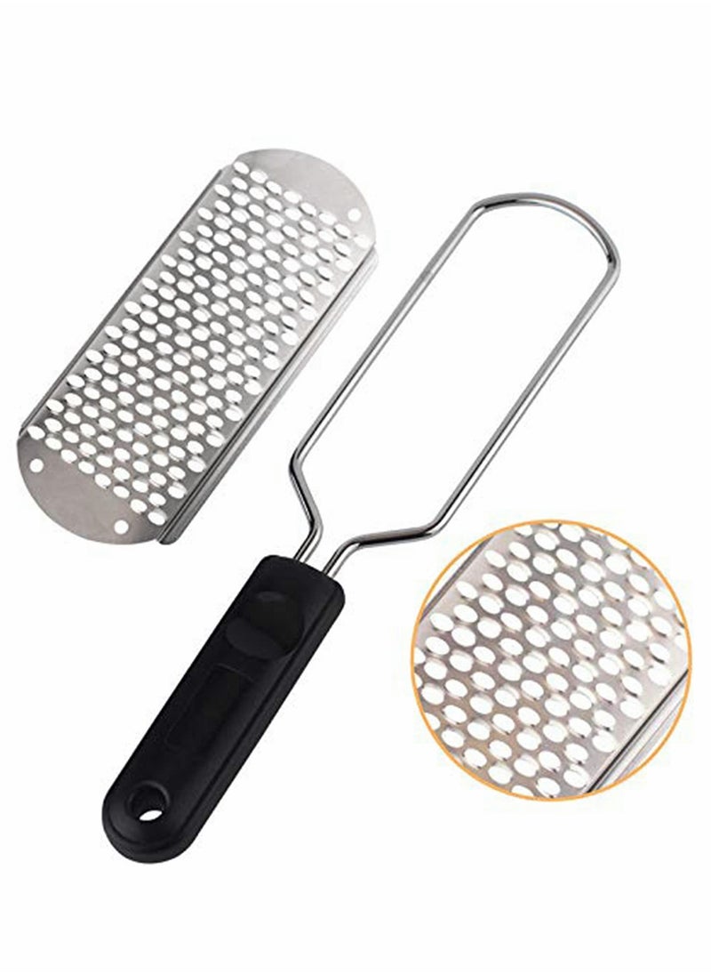 Pedicure Foot File Professional Pedicure Stainless Steel Colossal foot Rasp, Foot Scrubber Foot Care, Dead Skin Remover for Feet, Professional Pedicure Tools Washable and Reusable, 2Pcs
