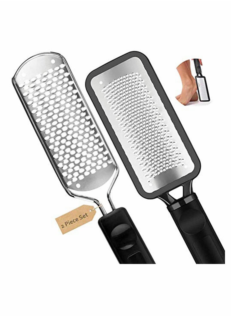 Pedicure Foot File Professional Pedicure Stainless Steel Colossal foot Rasp, Foot Scrubber Foot Care, Dead Skin Remover for Feet, Professional Pedicure Tools Washable and Reusable, 2Pcs