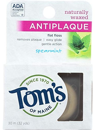 Tom's of Maine Anti Plaque Flat Spearmint Floss, Pack of 4