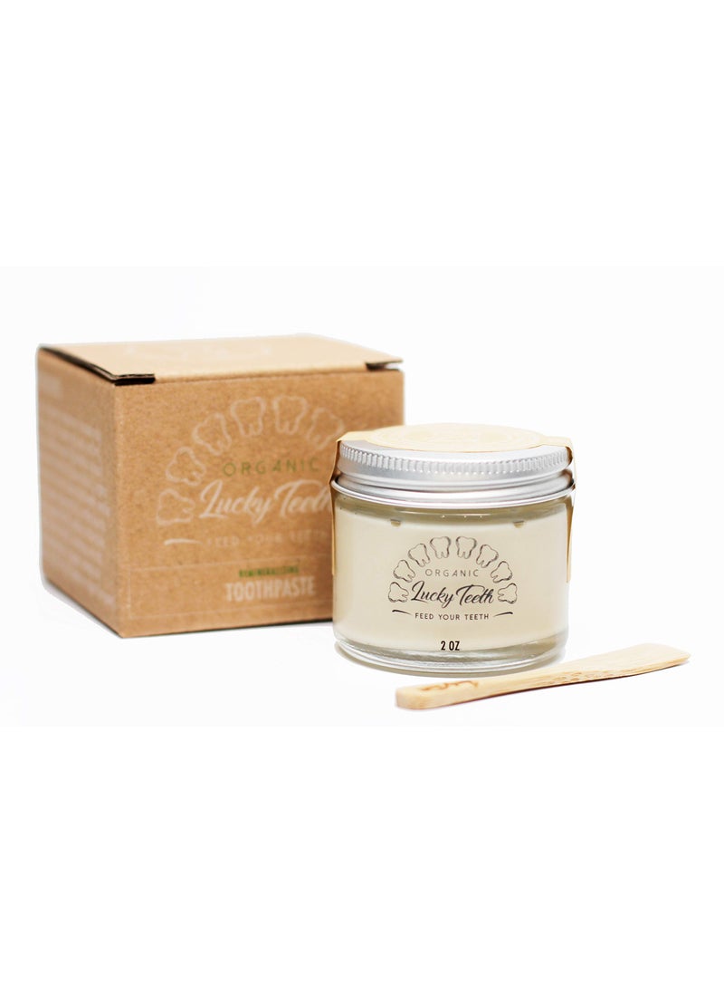 Lucky Teeth Organic Toothpaste-All Natural, Remineralizes and Fortifies Teeth and Gums. (2 oz Glass)