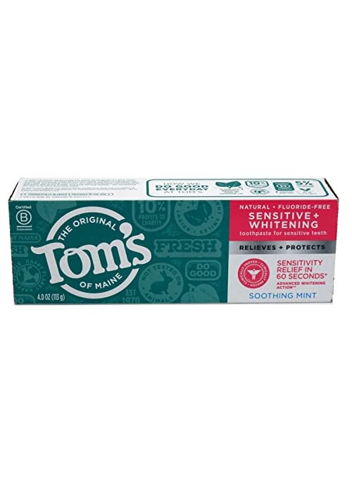 Tom's of Maine Sensitive + Whitening Fluoride-Free Toothpaste, 4.0oz