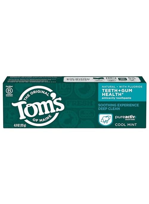 Tom's of Maine PureActiv Teeth + Gum Health* Anticavity Toothpaste Gel, Cool Mint, 4.0 oz.