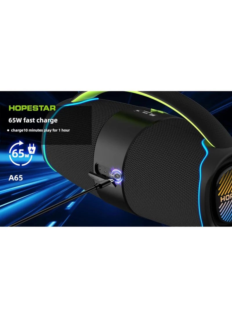 A65 300W Portable Bluetooth Speaker – Big Bass, Karaoke Mic, IPX6 Waterproof, 30000mAh Battery, TWS Stereo, LED Lights & Handle – Perfect for Parties, Camping, and Outdoor Adventures