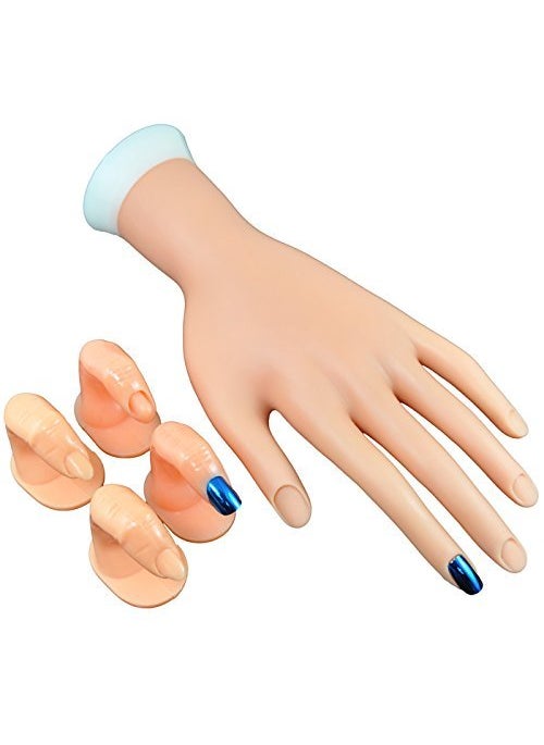 Beauticom 1pc Movable Practice Manicure Nails Hand & 4pcs Practice Fingers Nail Art Display