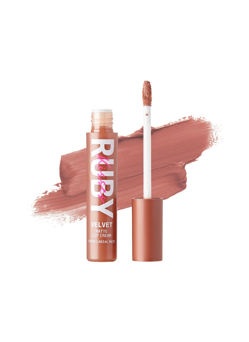 Ruby Kisses Velvet Lip Cream Matte Finish Lipstick Rich Color Long Lasting Lip Stain Lightweight Nourishing Hydration High Pigment Lip Tint SKIN DEEP