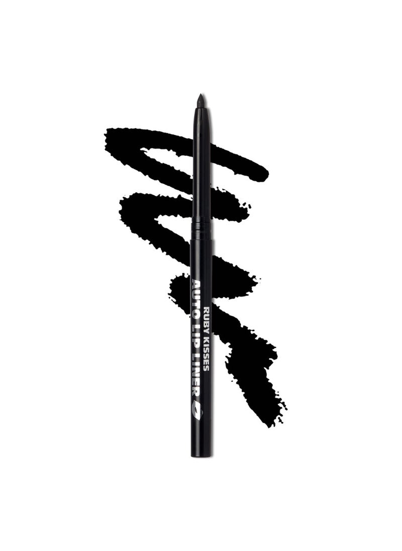 Ruby Kisses Auto Lip Liner Pencil Long Lasting Smooth Application Mechanical Lip Liner Pencil Black