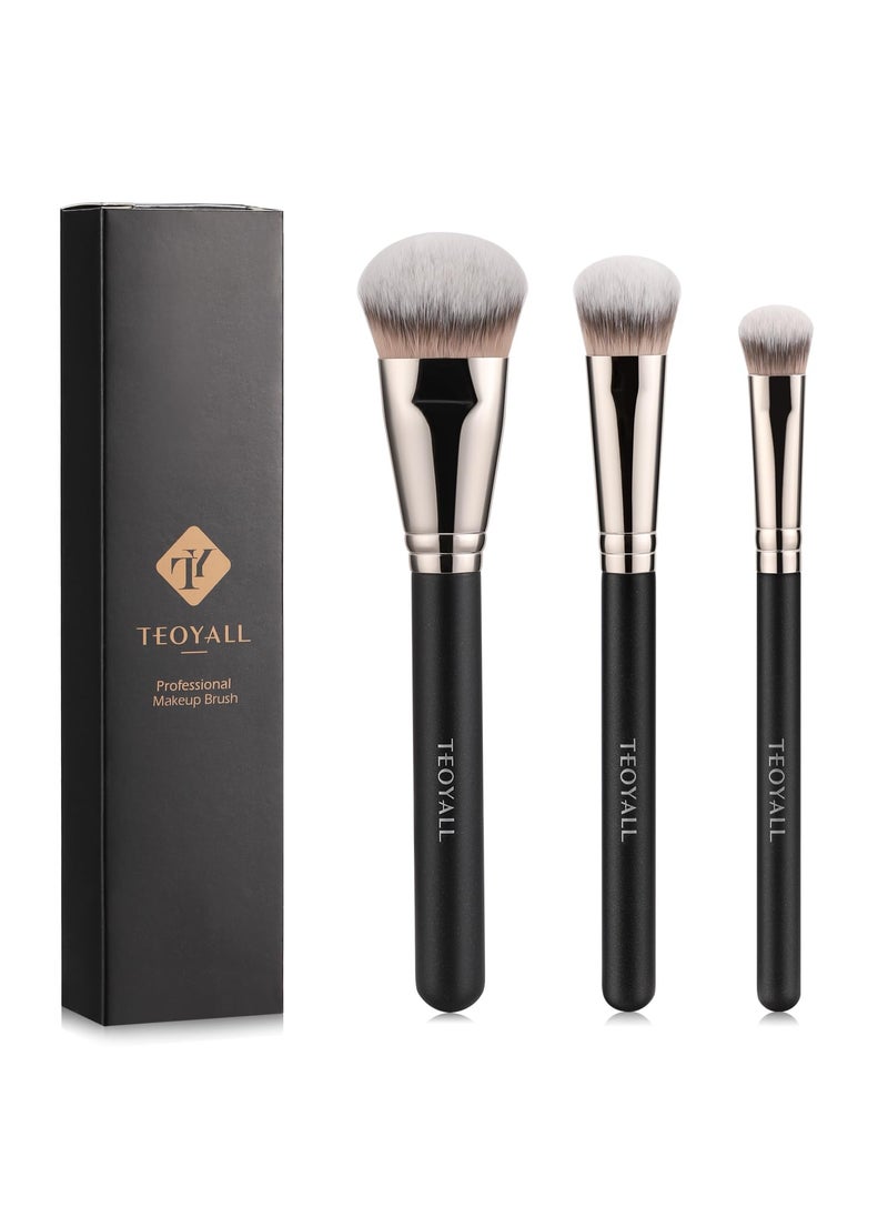 TEOYALL Flat Angled Brushes Flawless Foundation Brush Under Eye Concealer Brush Bronzer Brush with Liquid Cream Powder
