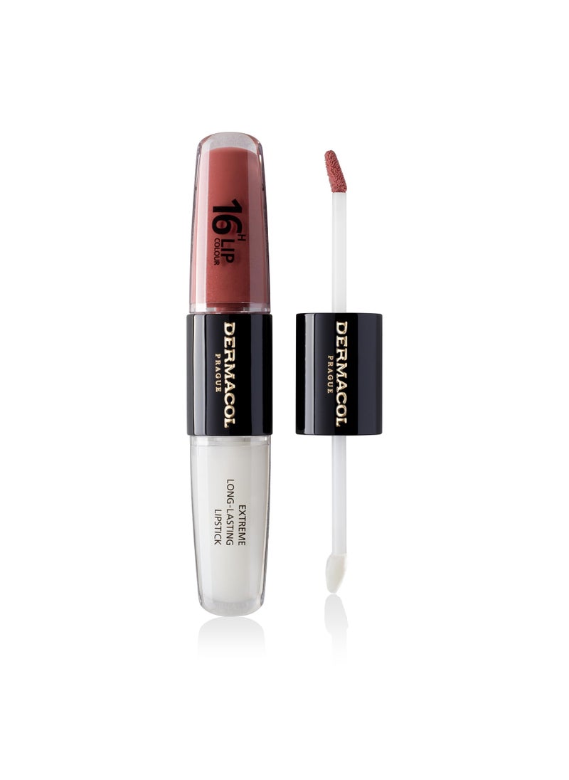 Dermacol NEW 16-Hour Lip Colour, Highly Pigmented Glossy Lip Stain, Two-Phase Lip Plumper Gloss, Kissproof Lip Makeup Products with Matte and Glitter Finish, n.33