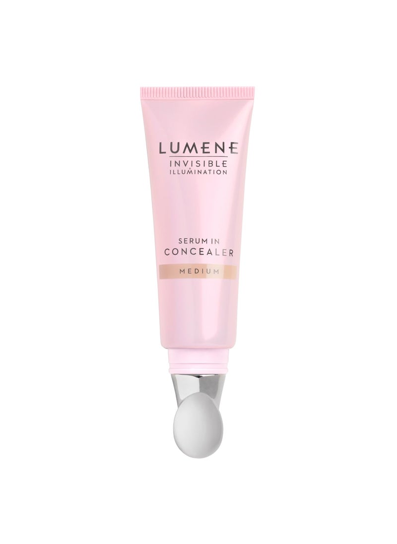 Lumene Invisible Illumination Serum in Concealer - Vitamin E Hydrating Concealer - Lightweight Color Corrector for Dark Circles - Multi-Use Makeup Hybrid - Medium (10ml)