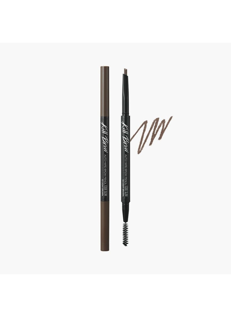 CLIO Kill Brow Auto Hard Eyebrow Pencil, Dual-End, Long Lasting, Waterproof, Smudge-Resistant, Spoolie Brush, Sharpener (02 Light Brown)