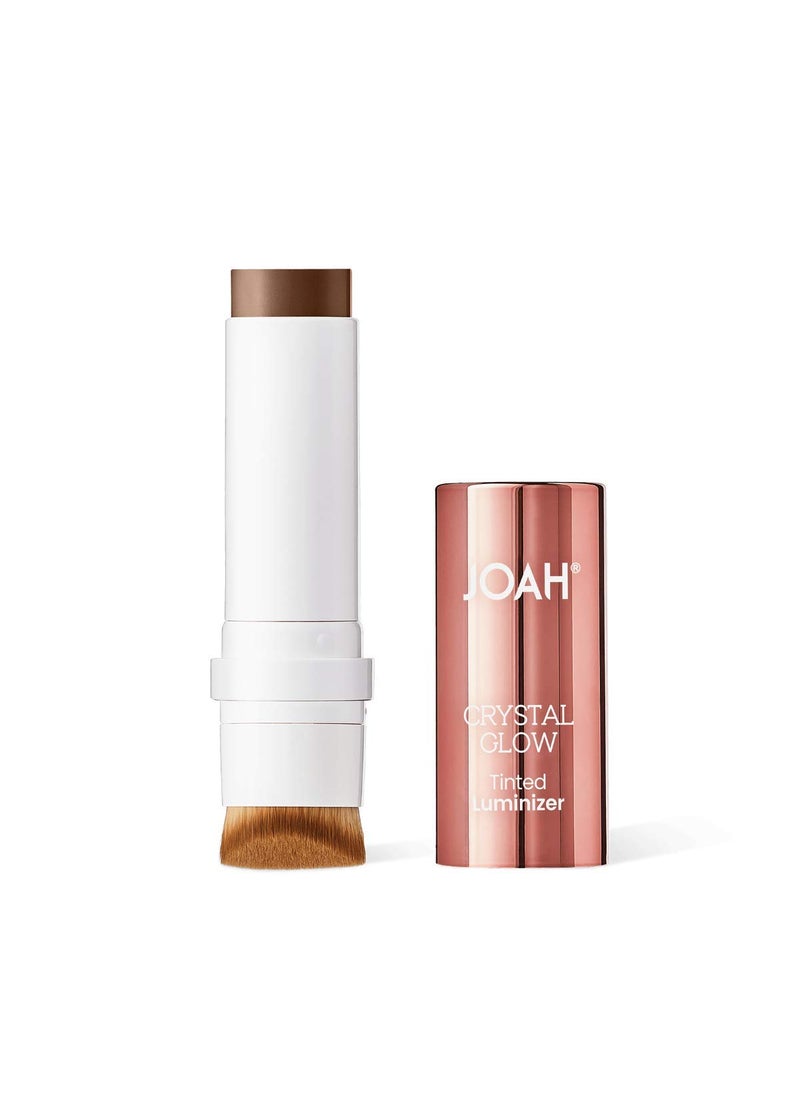 JOAH Highlighter Stick, Crystal Glow Tinted Luminizer Contour Makeup, Crystalide Peptide for Clearer, Smoother Looking Skin, Built-In Detachable Brushk, Deep Golden