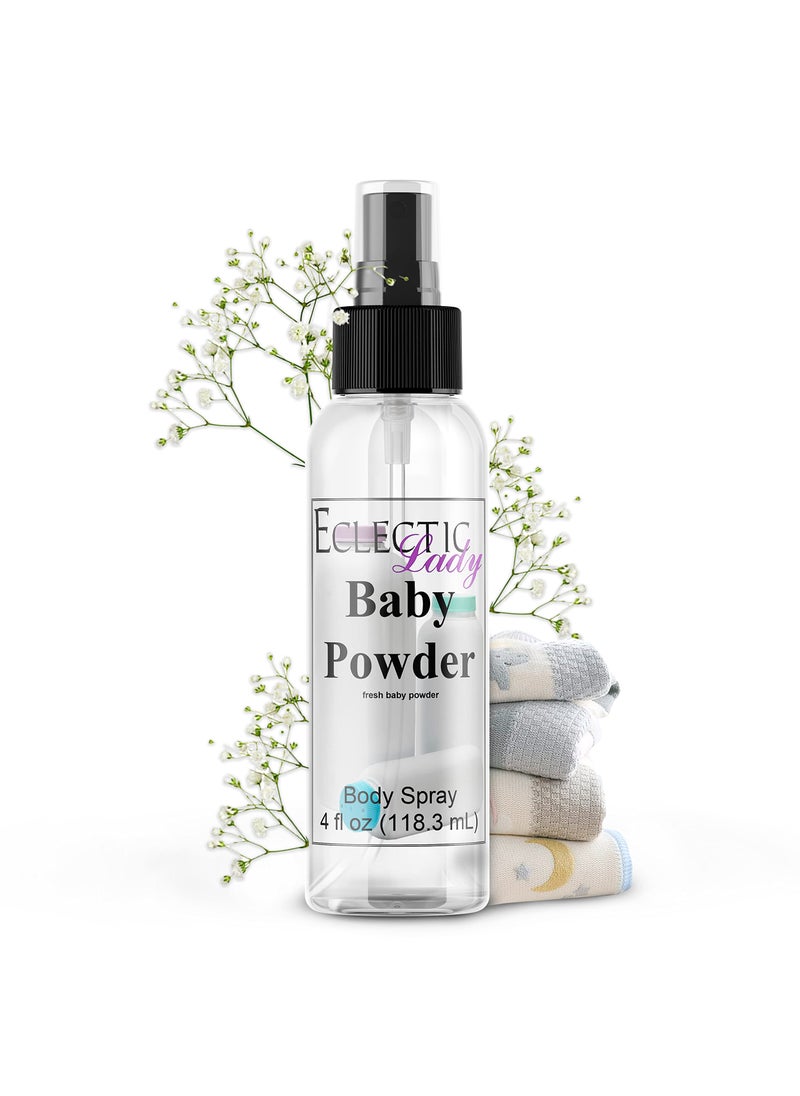 Eclectic Lady Baby Powder Body Spray 4 ounces Body Mist for Women with Clean Light Gentle Fragrance Cologne with Soft Subtle Aroma For Daily Use