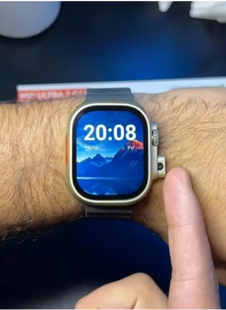 TU94 Pro Smartwatch | 2.02-Inch Display | Unique Pop-Up Camera | SIM Card Slot -- 2 Pairs of Straps | Black