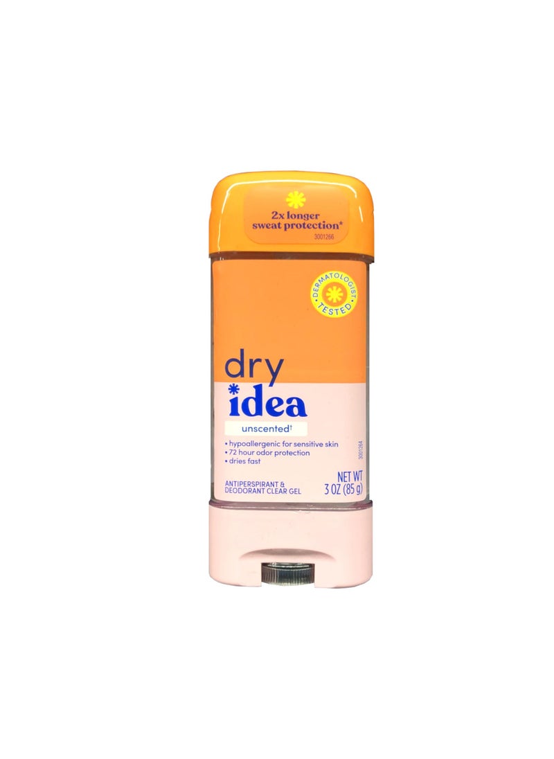 DRY IDEA Advanced Dry Unscented Antiperspirant & Deodorant Clear Gel, 3 Oz (Pack of 3)