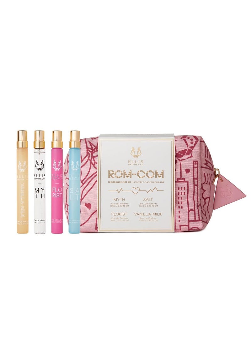 Ellis Brooklyn ROM COM Fragrance Gift Set - Perfume Gift Set, White Musk, Jasmine Perfume, Gardenia Perfume, Sandalwood Perfume, Vanilla Perfume