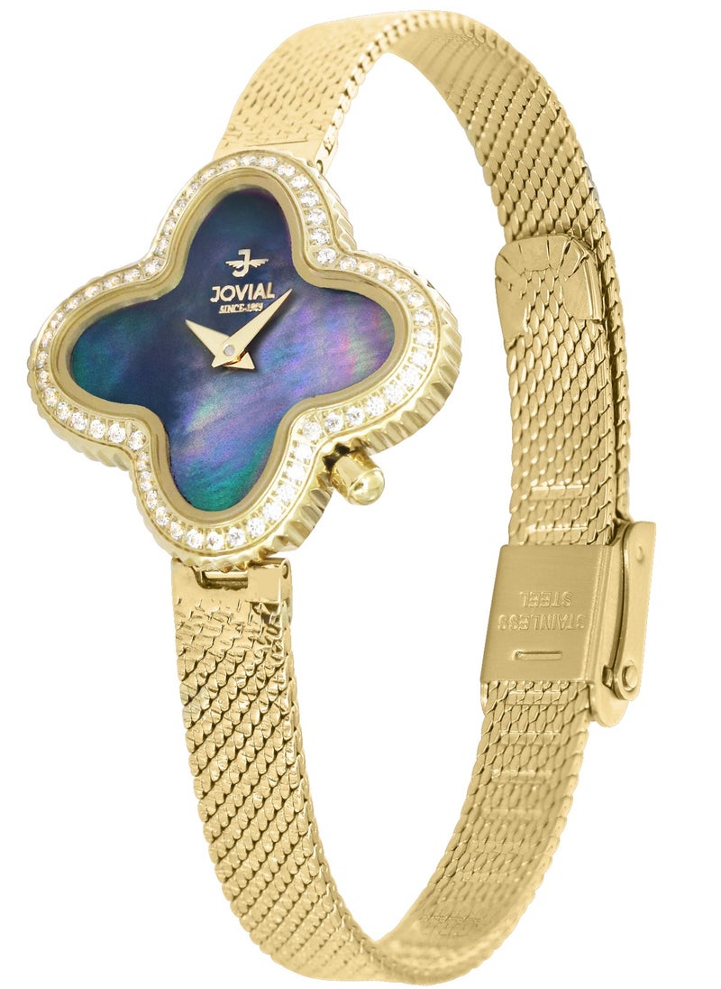 JOVIAL 1542LGMQ04ZE Women's metal band  Watch, 28mm, Blue Dial