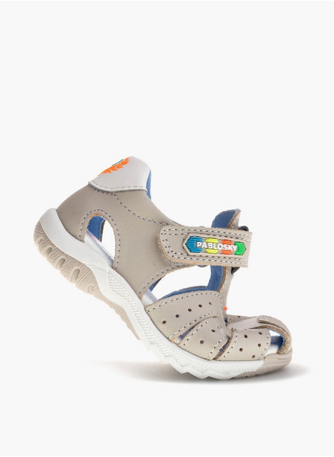 Boys' Logo Embroidered Sandals with Hook and Loop Closure