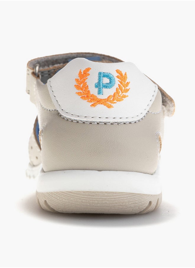 Boys' Logo Embroidered Sandals with Hook and Loop Closure