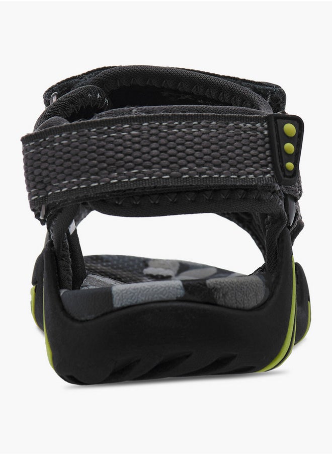 Boys' Printed Strappy Sandals with Hook and Loop Closure