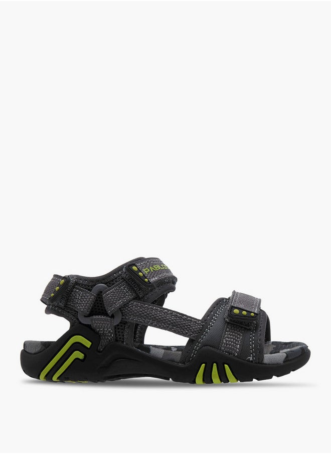 Boys' Printed Strappy Sandals with Hook and Loop Closure