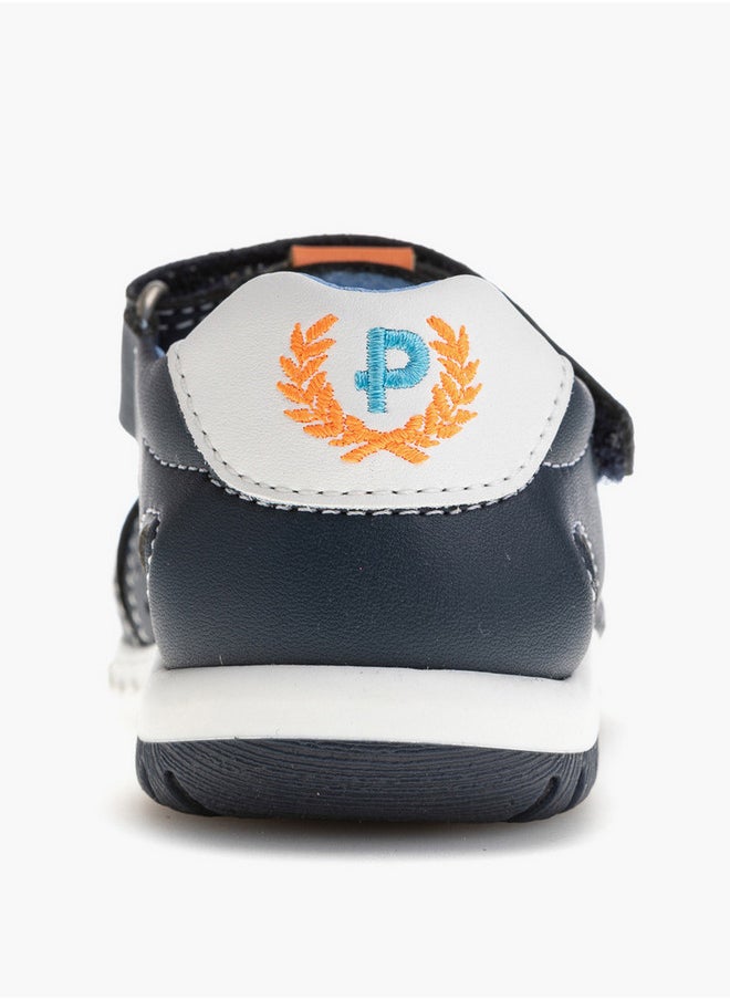 Boys' Logo Embroidered Sandals with Hook and Loop Closure