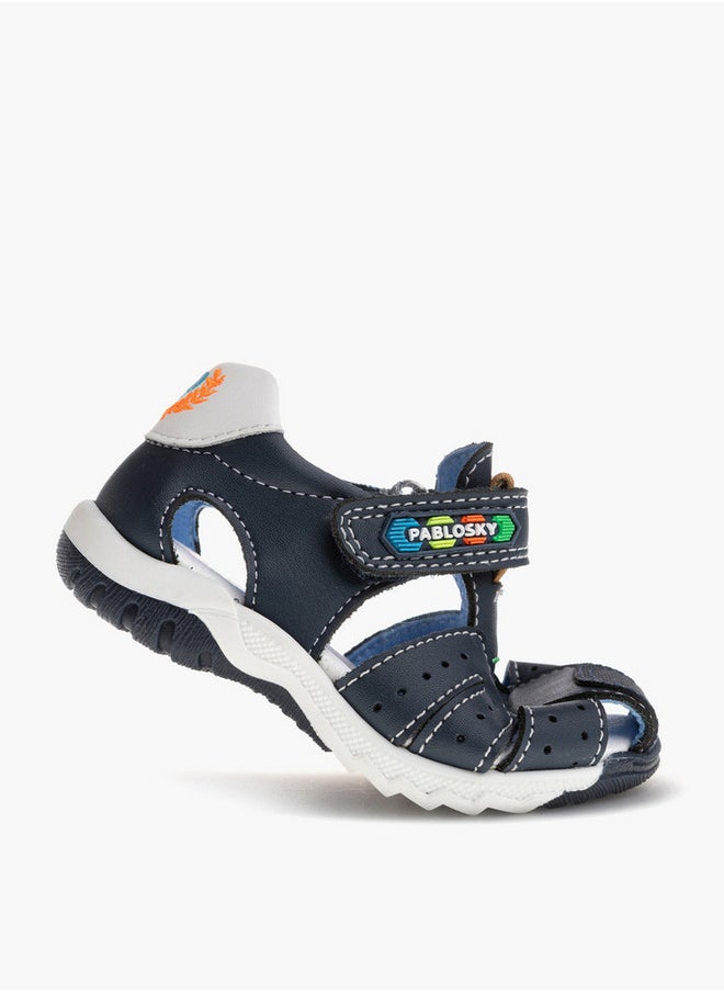 Boys' Logo Embroidered Sandals with Hook and Loop Closure