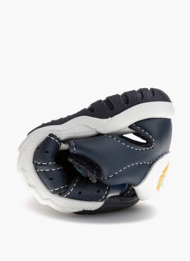 Boys' Logo Embroidered Sandals with Hook and Loop Closure