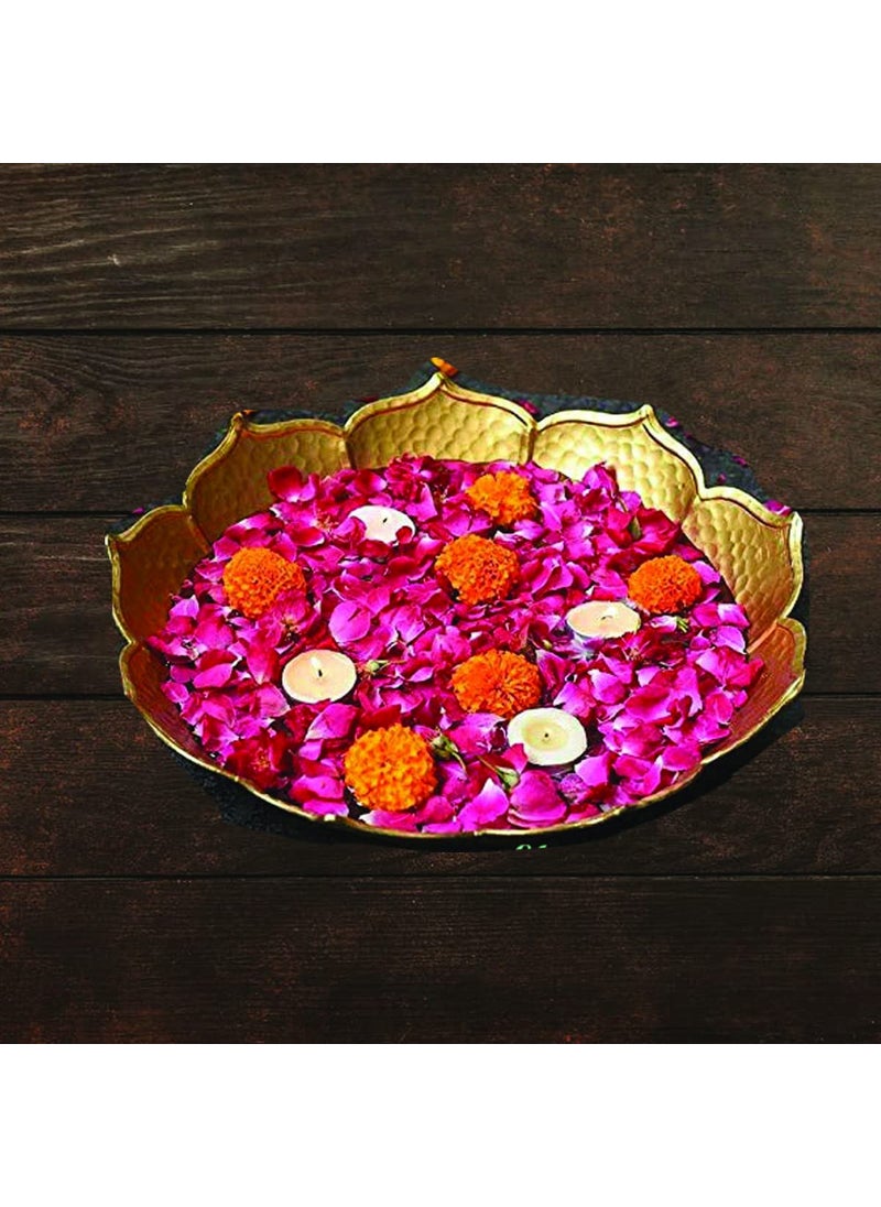 SHREE KRISHNA Handicrafts and Gallery Handcrafted Decorative Taj Design Urli/Floater Tealight Holder Bowl Set of 1 (14 Inch- Golden)