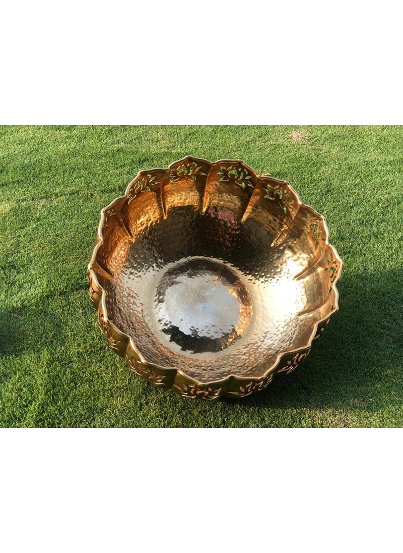 Shree Krishna Handicrafts and Gallery Combo Set of 4 - Lotus Urli Bowl Decor for Diwali, Home,Office - (10 Inch)+Laser Cut Lotus Flower Design Tealight/Candle Holder Size(16,14,12) inches-Set of 3