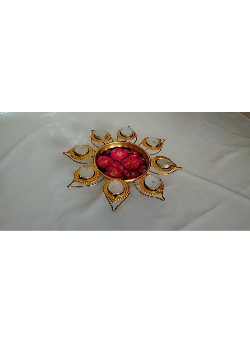 ANCH Traditional Iron Beautiful Handcrafted Diya Urli Bowl for Home, Office and Table Décor | Urli Size - 13x13x2.5In